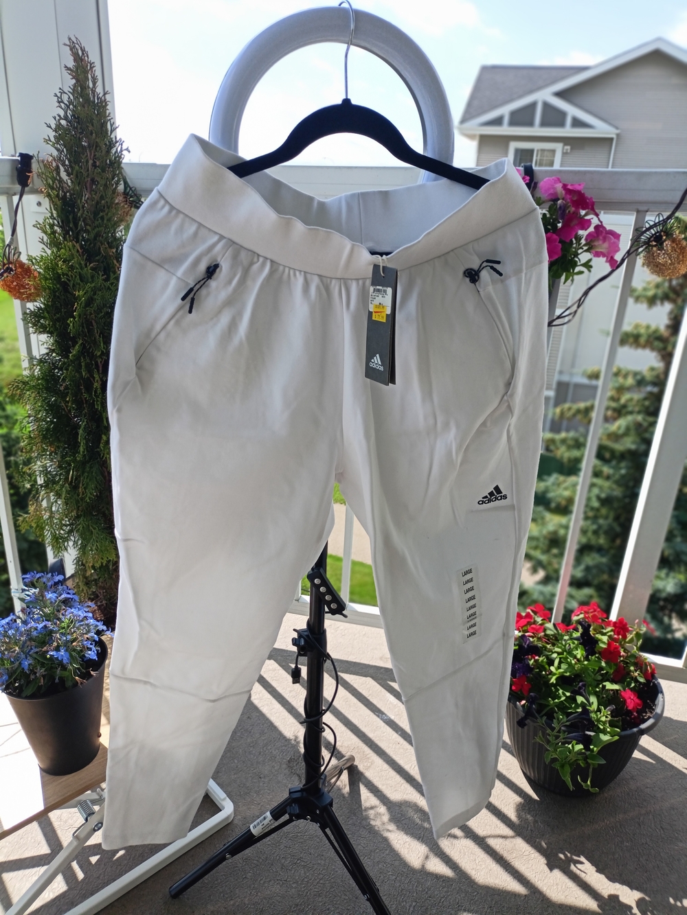adidas Woman White Track Pants with Black Trim  AZ1818